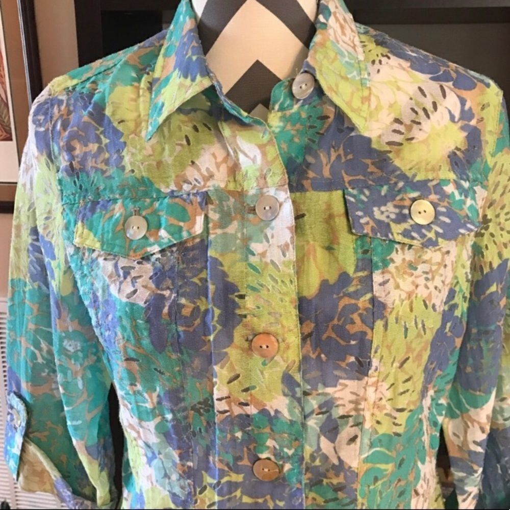 Ruby Rd. 10P Spring/Summer Jacket Blue & Green - Picture 6 of 6